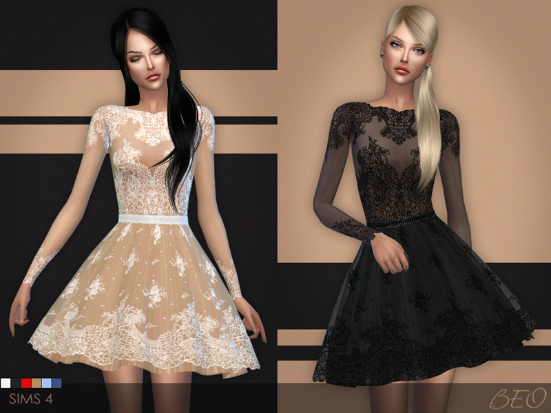 Lace short dress for The Sims 4 by BEO